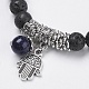 Natural Lava Rock Beads Charm Bracelets BJEW-O161-07-2