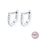 Rhodium Plated 925 Sterling Silver Micro Pave Cubic Zirconia Hoop Earrings for Women EJEW-F317-20P-1