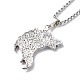 Alloy Lion Pendant Necklace with 201 Stainless Steel Box Chains for Men Women NJEW-E016-23AS-3