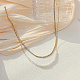 イミテーションパールビーズ&キュービックジルコニアテニスチェーン二層ネックレス  ステンレス鋼のネックレス  ゴールドカラー  16.93インチ（43cm） OU1431-2-2