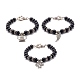 Bracelet en perles de pierre synthétique noire ronde mate BJEW-JB06963-1