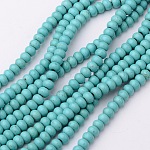 Chapelets de perles en turquoise synthétique, teinte, rondelle, turquoise, 6x4mm, Trou: 1mm, Environ 88~90 pcs/chapelet, 15 pouce