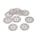 Tibetan Style Filigree Joiners Links, Cadmium Free & Lead Free, Flower, Antique Silver, 29x1mm, Hole: 1.2mm