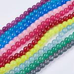 Естественно нефритовый шарик нити, окрашенные, круглые, разноцветные, 6 мм, отверстие : 1 мм, около 62 шт / нитка, 15.7 дюйм