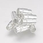 Messing-Verschlussrohr-Magnetverschlüsse, Kolumne, silberfarben plattiert, 17x7~8 mm, Bohrung: 6 mm