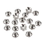 Messing Perle Kappen & Kegel Perlen, Blume, Platin Farbe, Größe: ca. 4mm Durchmesser, Loch, 1.2 mm
