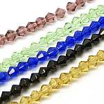 Half-Handmade Transparent Glass Beads Strands, Bicone, Mixed Color, 6mm, Hole: 1mm, about 46pcs/strand, 10.63 inch