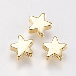 Perles en laiton, étoiles, or, 4x4x2.5mm, Trou: 1mm