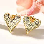 Серьги-гвоздики из латуни с микро-паве из прозрачного кубического циркония для женщин EJEW-C125-06B-G