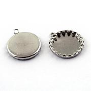 304 Stainless Steel Pendant Cabochon Open Back Settings STAS-Q194-15