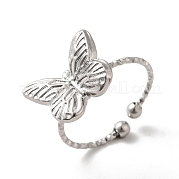 304 Stainless Steel Butterfly Open Cuff Rings for Women RJEW-H136-05P