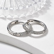 Серьги-кольца из латуни с микро-паве из фианита EJEW-K083-36P-B