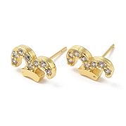 Серьги-гвоздики Овен из латуни с фианитами EJEW-D061-40G