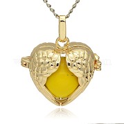 Golden Tone Brass Hollow Heart Cage Pendants KK-J241-08G