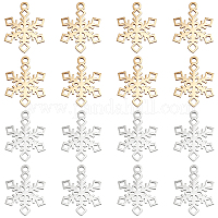 128pcs 17 Styles Snowflake Charms for Jewelry Making Xmas Christmas Snowflake Charms Pendant Beads for DIY Craft Bracelet Necklace