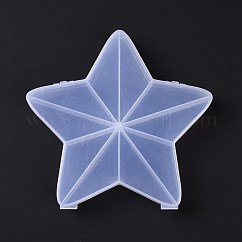 10 boite plastique transparente grilles, contenants de perles en forme d'étoile pour petits bijoux et perles, fumée blanche, 17.3x17.9x2.5 cm, Diamètre intérieur: 2.95x8.6x2.25 cm