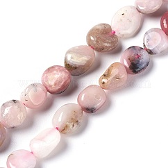 Cuentas de ópalo rosa natural hebras, piedra caída, pepitas, 8~12x7~9mm, agujero: 1 mm, aproximamente 40 pcs / cadena, 15.7 pulgada (40 cm)