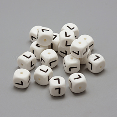 食品グレードの環境に優しいシリコーンビーズ  文字スタイル  キューブ  文字L  12x12x12mm  穴：2mm