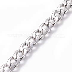 Catene a maglie cubane in acciaio inossidabile 201 anti-appannamento, grosse catene di marciapiedi, catene attorcigliate, senza saldatura, colore acciaio inossidabile, 5.5mm, link: 7.8x5.5x1.5 mm