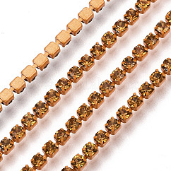 Catene di strass strass in ferro elettroforesi, catene della tazza del rhinestone, con la bobina, topazio, ss6.5, 2~2.1mm, circa 10iarde/rotolo