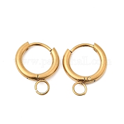 Componenti per orecchini a cerchio in acciaio inossidabile, placcatura ionica (ip), Perno in acciaio inox 304 con anello orizzontale in acciaio inox 201, vero placcato oro 18k, 16x12x2mm, Foro: 2.7 mm, ago :0.8mm