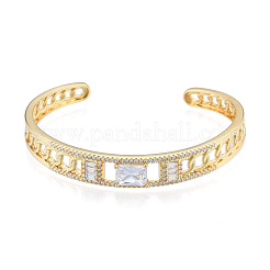 Кубический цирконий прямоугольный браслет-манжета с открытой манжетой BJEW-N014-014
