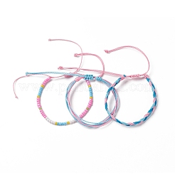 3шт 3 стильных пластиковых плетеных браслета из бисера&nbsp;BJEW-B065-08B