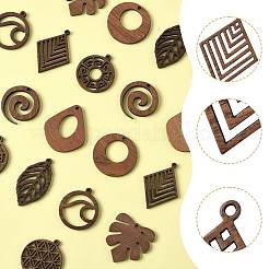 18 шт. подвески из натурального орехового дерева в 9 стилях WOOD-FS0001-49
