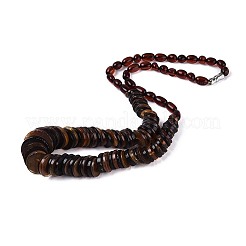 Ожерелья из натуральных янтарных дисков и рисовых бусин с градуированным рисунком&nbsp;NJEW-T019-08