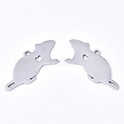 変色しにくい304ステンレススチールペンダント  レーザー切断  マウス  ステンレス鋼色  15x35x1.5mm  穴：1.6mm&nbsp;STAS-N087-34