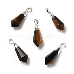 天然混合石尖ったペンダント  シルバートーン真鍮パーツ  弾丸  35~36.5x13~13.5x12mm  穴：5x7mm&nbsp;G-P474-02S