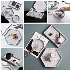 Прямоугольная фарфоровая плоская круглая тарелка для украшений&nbsp;DJEW-I015-02