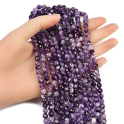 Граненые круглые нити из натурального аметиста в виде шеврона G-L437-22-6mm