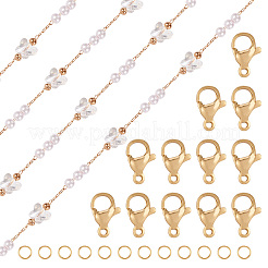 Комплекты украшений для ожерелий из латунных стеклянных бабочек и пластиковых бусин-подставок с искусственным жемчугом&nbsp;DIY-TA0010-49