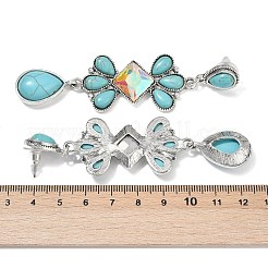 Серьги-гвоздики из сплава синтетической бирюзы&nbsp;LS-EJEW-U053-05AS