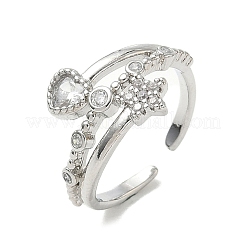 Messing Micro Pave Zirkonia Manschette offene Ringe&nbsp;RJEW-C163-11P