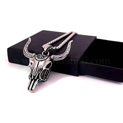 Ожерелья с подвеской в виде черепа быка из нержавеющей стали в западном стиле для мужчин BA1593