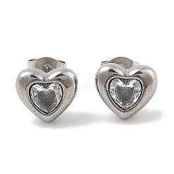 Pendientes de botón de corazón de acero inoxidable 304 con revestimiento iónico (IP)&nbsp;EJEW-C099-13M-02
