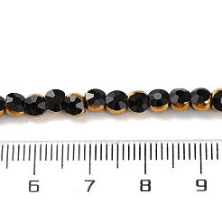 電気メッキガラスビーズセット  多面カット  フラットラウンド  ブラック  4x3mm  穴：0.8mm  約74~75個/連  11.61''（29.5センチメートル）&nbsp;EGLA-A040-01H