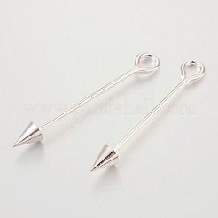 真鍮製スプリットアイピン  矢印  銀  52~62x6mm  穴：2.7~4mm  ピン：1.4~1.5mm&nbsp;KK-O089-08S