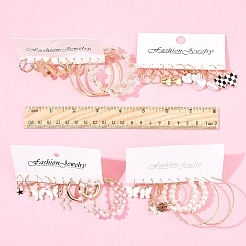 5 комплект из 5-х цветных комплектов серег-колец из сплава EJEW-FS0001-23B