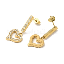 Серьги-гвоздики из нержавеющей стали с ионным покрытием (IP) со стразами для женщин EJEW-M024-05B-G