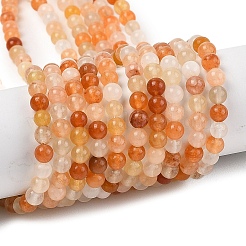 天然の金色のシルク翡翠ビーズ連売り  ラウンド  4mm  穴：0.9mm  約88~93個/連  15.16~15.55インチ（38.5~39.5cm）&nbsp;G-N344-01A-01