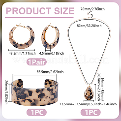 Пластиковое ожерелье с подвеской в виде капли леопардового принта SJEW-WH0006-10