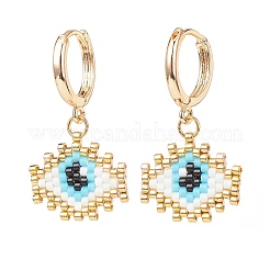 Японские плетеные ромбы с серьгами-кольцами с дурным глазом EJEW-MZ00002-02