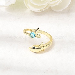 Манжеты из латуни с микро паве кубический цирконий для женщин&nbsp;LS-RJEW-K312-01A-G