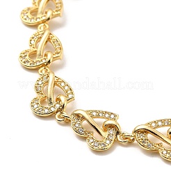 Bracciale a catena a maglie di cuore con zirconi cubici trasparenti&nbsp;BJEW-A132-09G