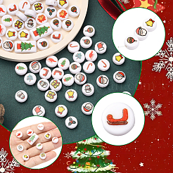 100 шт. непрозрачные акриловые бусины с рождественским принтом&nbsp;OACR-SP0001-93