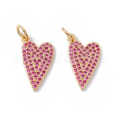 Подвески из латуни с гальваническим покрытием из микропаве ярко-розовые фианиты&nbsp;ZIRC-C040-19G