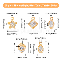 60 шт. 10 стиля подвески из сплава с прозрачным кубическим цирконием ZIRC-FH0001-46